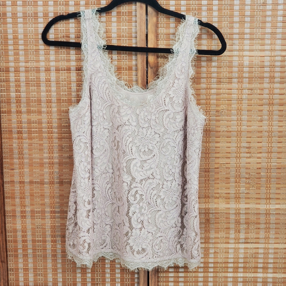 ◇ Joie Chantilly Lace Lined Sleeveless Top Beige Size XS